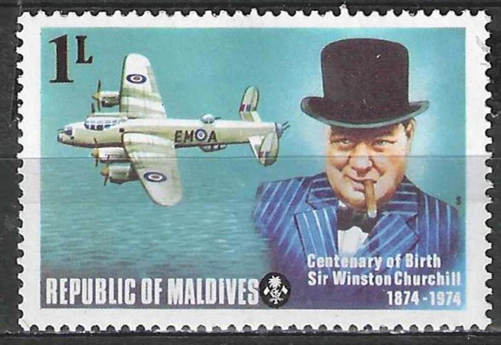 Maldiven 1974 - Yvert 503 - Winston Churchill - 1 l. (PF), Postzegels en Munten, Postzegels | Azië, Postfris, Verzenden