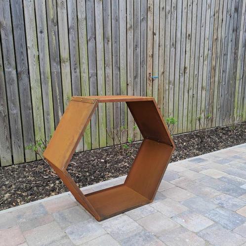 Zeskantige houtopslag in cortenstaal, Tuin en Terras, Tuinwanddecoratie, Nieuw, Ophalen of Verzenden