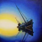 "Ergens in de zee" Schilderij, Antiek en Kunst, Kunst | Schilderijen | Modern, Verzenden