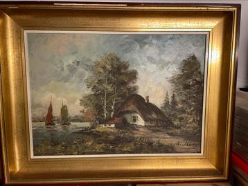 Groot schilderij op doek gesigneerd beschikbaar voor biedingen