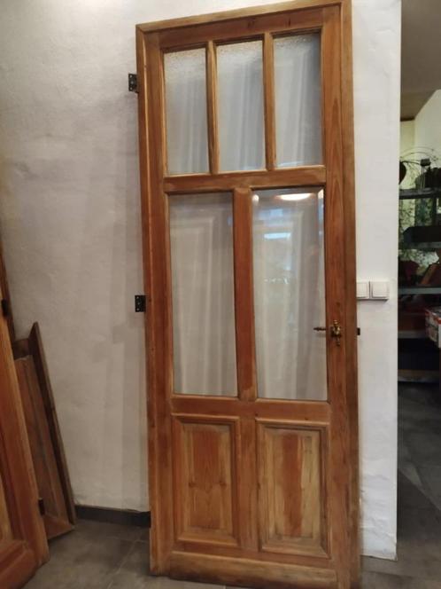 Oude eiken binnendeuren, Doe-het-zelf en Bouw, Deuren en Vliegenramen, Gebruikt, Binnendeur, 215 cm of meer, 80 tot 100 cm, Glas