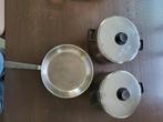 Kookpotten + pan Demeyere Silvinox, Huis en Inrichting, Keuken | Potten en Pannen, Inox, Gebruikt, Keramische plaat, Ophalen