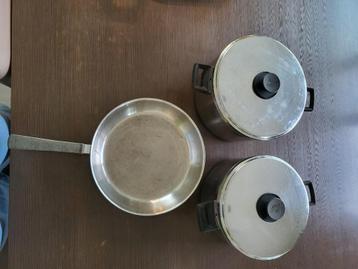 Kookpotten + pan Demeyere Silvinox, Inox, Plaque céramique, Enlèvement, Utilisé