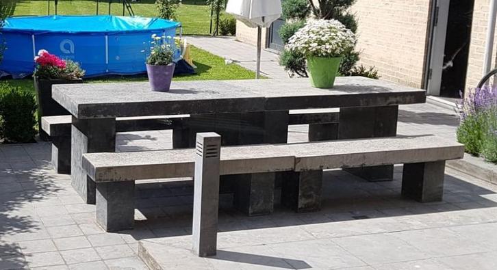 2 Stenen tuintafels, Tuin en Terras, Tuintafels, Gebruikt, Rechthoekig, Overige materialen, Ophalen