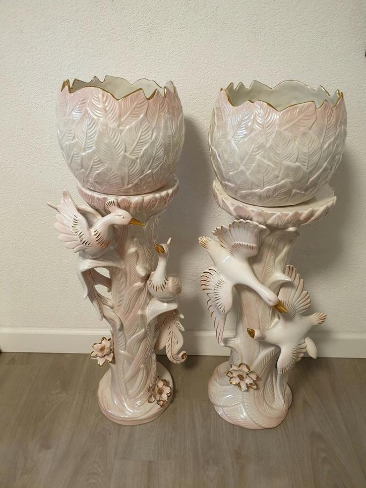 Bassano vintage plantenstaander met pot, Huis en Inrichting, Woonaccessoires | Zuilen en Pilaren, Zo goed als nieuw, Ophalen