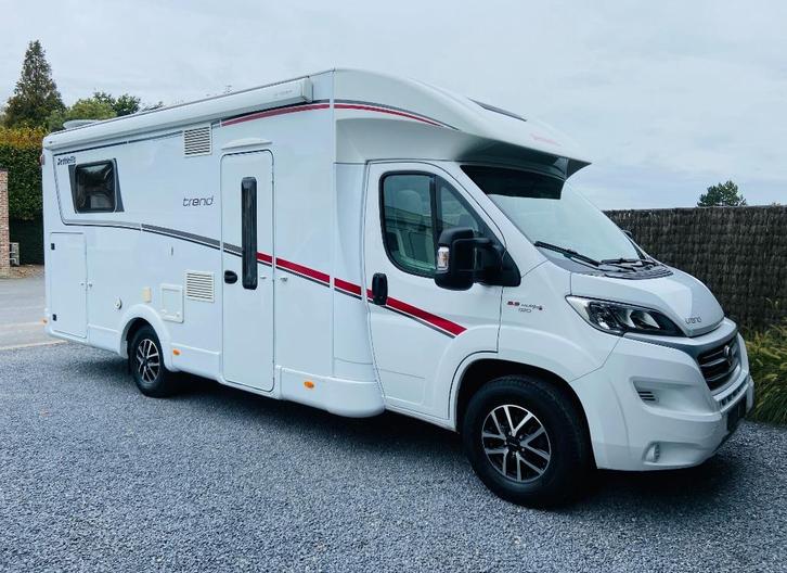 Dethleffs Trend 7057 / Centraal bed + hefbed / Garantie, Caravans en Kamperen, Mobilhomes, Bedrijf, tot en met 6, Half-integraal
