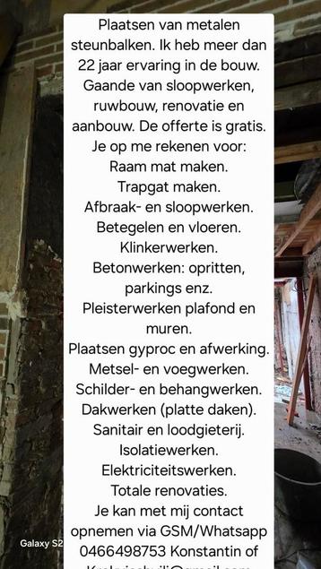 Poutrel plaatsen werken met 22jaar ervaring 0466 49 87 53  beschikbaar voor biedingen