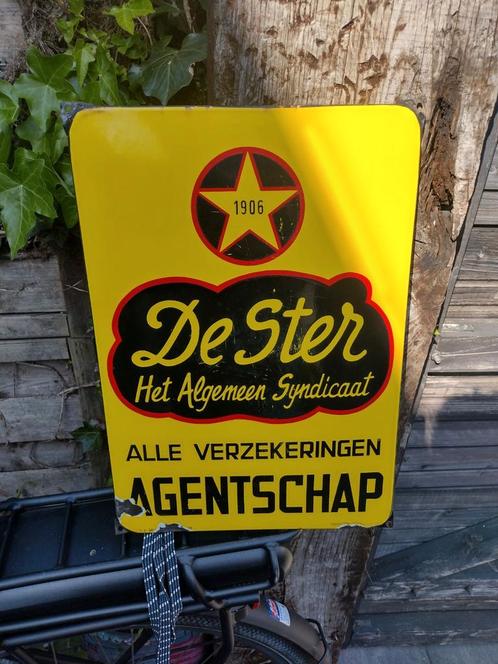Origineel emaille bord De Ster verzekeringen., Verzamelen, Merken en Reclamevoorwerpen, Zo goed als nieuw, Ophalen of Verzenden