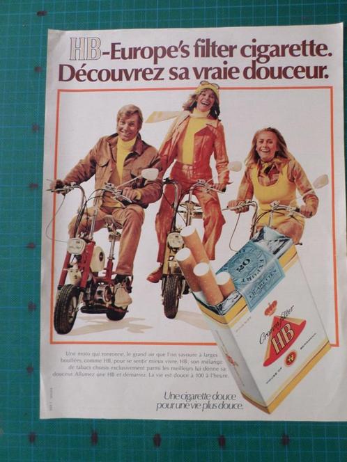 HB-Europe's filter cigarette - publicité papier - 1974, Collections, Marques & Objets publicitaires, Utilisé, Autres types, Enlèvement ou Envoi