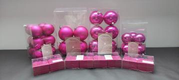 Lot van 37 stuks fuchsia kerstversiering merk decoris, Enlèvement ou Envoi, Comme neuf