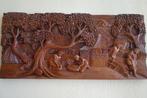Vintage Indonesisch/ Bali handgesneden houten paneel 69 x 32, Ophalen