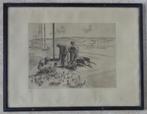 JEAN DONNAY / LES JARDINIERS / ZW-W ETS / 53x69cm / KADER, Antiquités & Art, Art | Eaux-fortes & Gravures, Enlèvement ou Envoi
