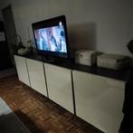 Hoogglans crème dressoir en barkast, Huis en Inrichting, Kasten | Dressoirs, Ophalen, 200 cm of meer, Overige houtsoorten, 50 tot 75 cm