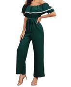 Offshoulder jumpsuit donkergroen XL, Kleding | Dames, Jumpsuits, Verzenden, Nieuw, Maat 46/48 (XL) of groter, Groen