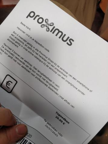 Proximus shop kortingsbonnen ter waarde van 100euro!, Tickets en Kaartjes, Kortingen en Cadeaubonnen