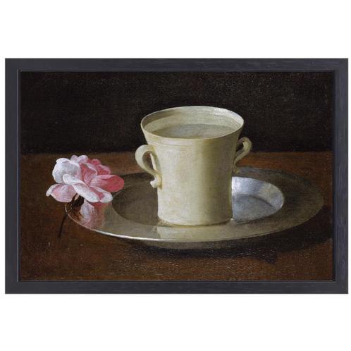 Tasse d'eau et rose sur une assiette en argent - Francisco d, Antiquités & Art, Art | Peinture | Classique, Envoi