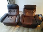 2 Lederen zetels Vintage, Huis en Inrichting, Ophalen, Zo goed als nieuw