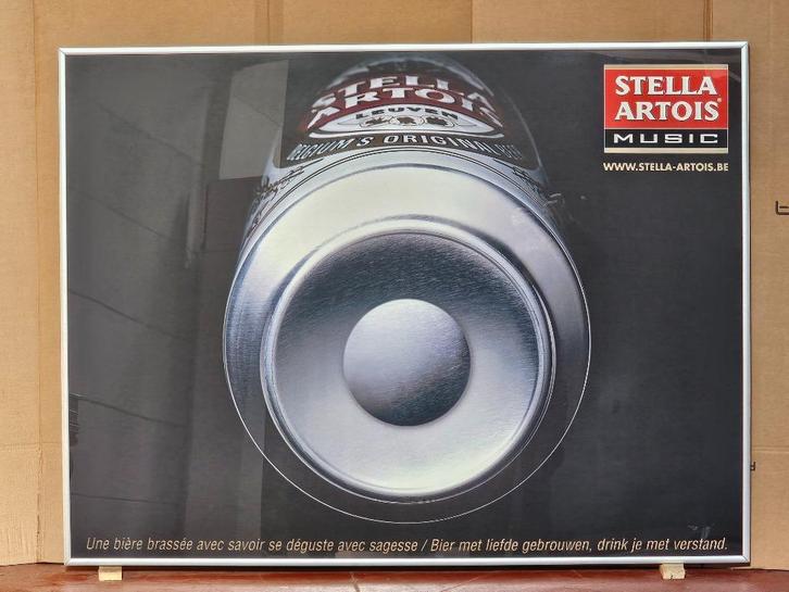 Grote ingekaderde affiche Stella Music, Verzamelen, Biermerken, Zo goed als nieuw, Stella Artois, Ophalen