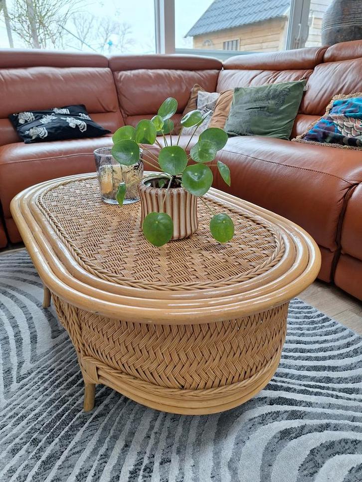 Table basse/table basse vintage en rotin boho des années 70, Maison & Meubles, Tables | Tables de salon, Enlèvement