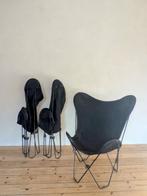 Stijlvolle Butterfly stoelen – Set van 3 – zwart canvas, Huis en Inrichting, Ophalen, Gebruikt, Drie, Vintage vlinderstoel