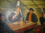 Huile sur toile "Repas en Bretagne" 1938 Dupagne Adrien, Antiquités & Art, Enlèvement