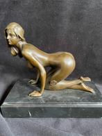 Bronzen naakt op knieën,Claude/stempel erotisch zuiver brons, Ophalen of Verzenden