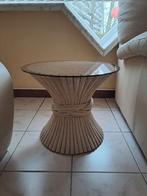 Deux tables d'appoint identiques en bambou, Maison & Meubles, Enlèvement, Utilisé, Rond, Verre