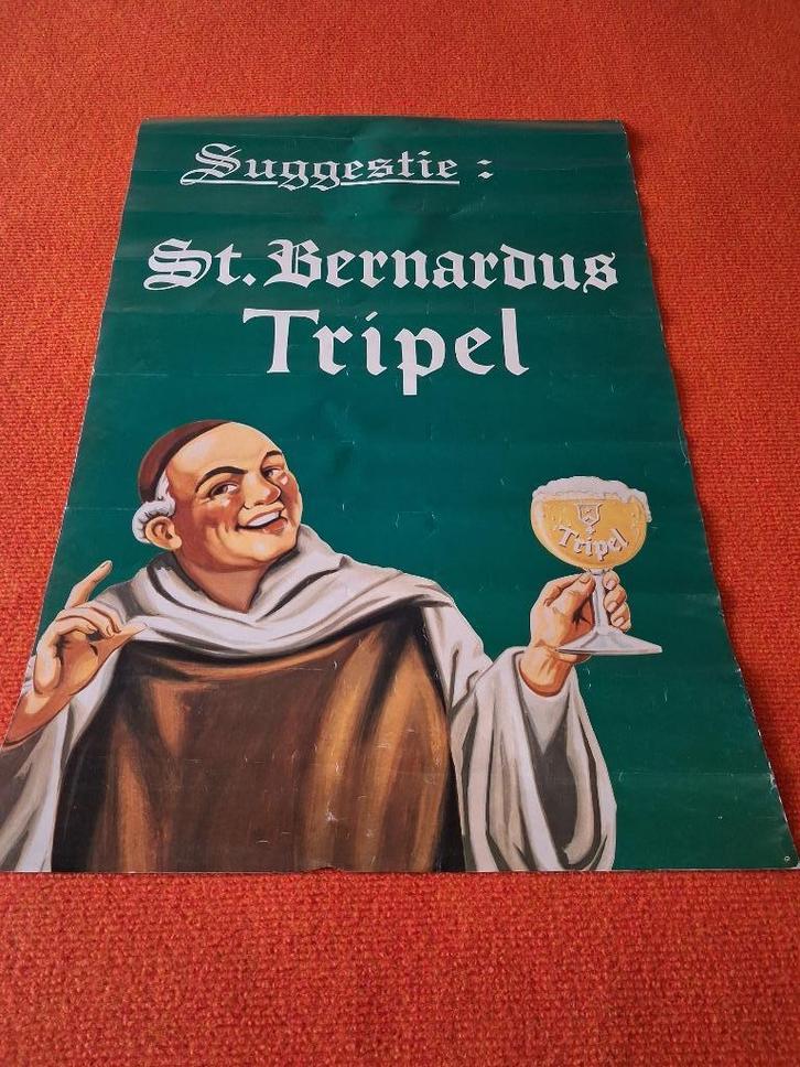 oude affiche  triple st. bernardus, Verzamelen, Merken en Reclamevoorwerpen, Gebruikt, Reclamebord, Ophalen of Verzenden