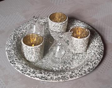 schaal kerstdecoratie + kaarslichtjes + engelen beschikbaar voor biedingen