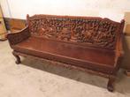 Antique carved wooden bench & chair, Antiek en Kunst, Ophalen