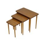 Set van 3 Nesttafels Formica Walnoot Beuk Conisch Design, Ophalen of Verzenden