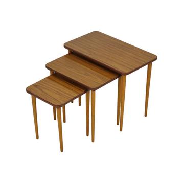 Set van 3 Nesttafels Formica Walnoot Beuk Conisch Design, Enlèvement ou Envoi