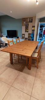 Uitschuifbare eettafel met of zonder 4 stoelen., Huis en Inrichting, Ophalen, Gebruikt