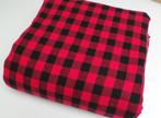 4491) 140x50cm Katoenen flanel ruitjes rood en zwart, 120 cm of meer, Nieuw, Ophalen of Verzenden, Katoen