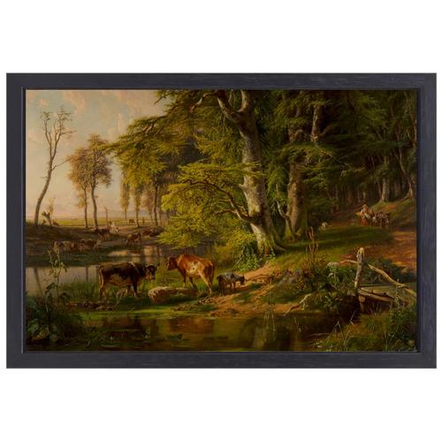 Boslandschap met vee bij een beek - Anton Mauve canvas + bak, Huis en Inrichting, Woonaccessoires | Schilderijen, Tekeningen en Foto's