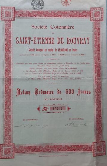 Société Cotonnière de Saint-Etienne du Rouvray  - 1925 beschikbaar voor biedingen