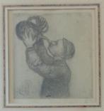 JAKOB SMITS / MAN MET WATERKETEL / ZW-W ETS / 23x20cm KADER, Ophalen of Verzenden