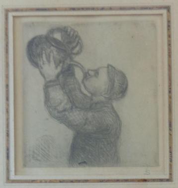 JAKOB SMITS / MAN MET WATERKETEL / ZW-W ETS / 23x20cm KADER beschikbaar voor biedingen