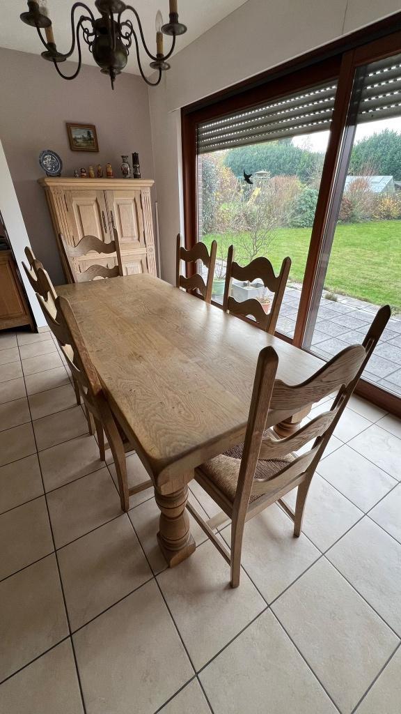 Salle à manger en chêne blanc, Maison & Meubles, Salles à manger complètes, Utilisé, 4 à 6 chaises, Enlèvement