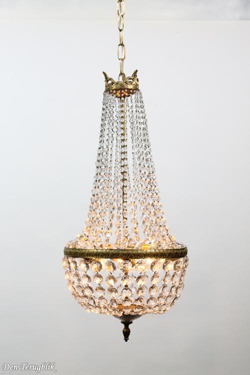 Mooie sierlijke wat groter model zakkroonluchter, Antiquités & Art, Antiquités | Éclairage, Enlèvement ou Envoi