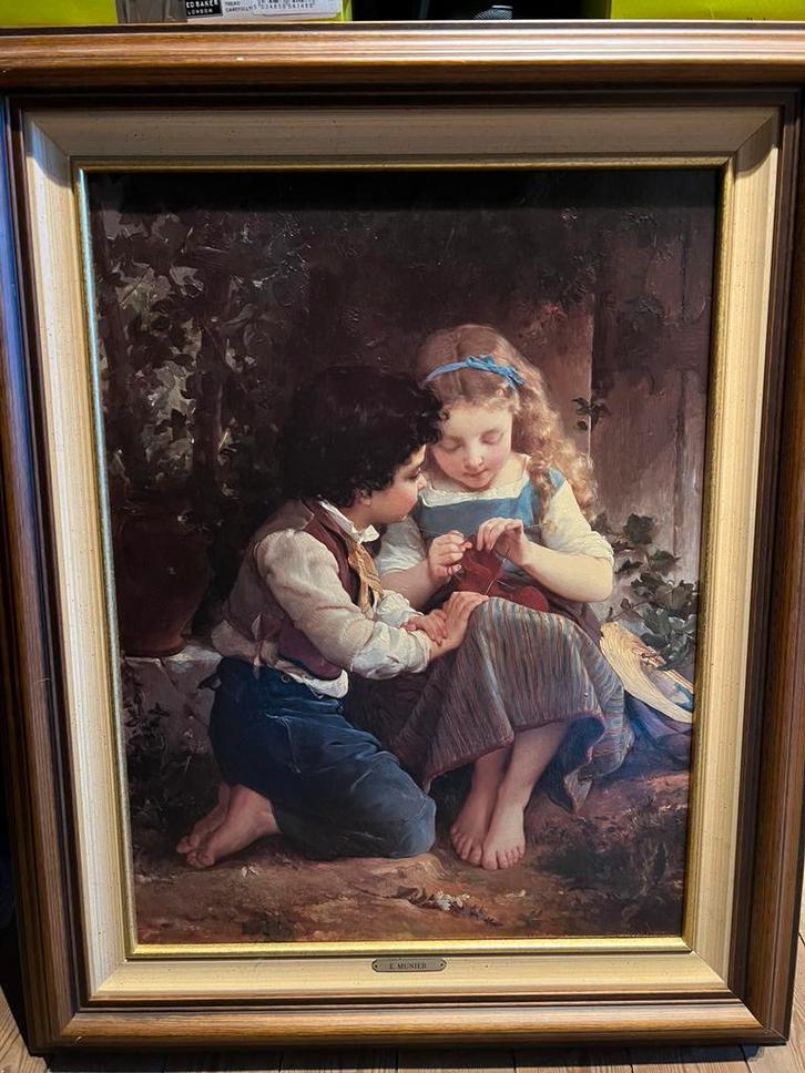 Schilderij “ Een speciaal Moment “ Emile Munier 77x62, Antiek en Kunst, Kunst | Schilderijen | Klassiek, Ophalen