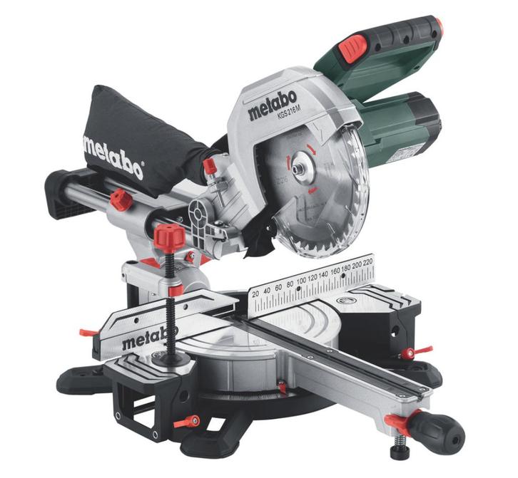 Metabo KGS 216 M Afkort- & verstekzaag, Doe-het-zelf en Bouw, Gereedschap | Zaagmachines, Zo goed als nieuw, Afkortzaag, 1200 watt of meer