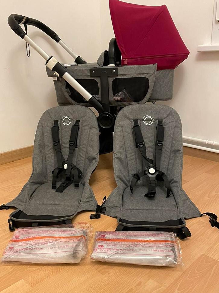 Bugaboo Donkey Duo of Tweeling mélange grey 2 x MaxiCosi, Kinderen en Baby's, Kinderwagens en Combinaties, Zo goed als nieuw, Kinderwagen