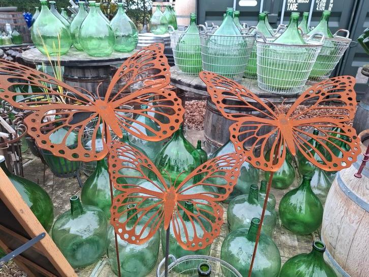 Cortenstaal vlinder set! Prachtige tuindecoratie! TOPPER, Tuin en Terras, Tuinwanddecoratie, Ophalen