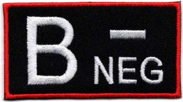 Bloedgroep B- Negatief stoffen opstrijk patch embleem, Envoi, Neuf