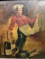 Schilderij Kok Champagne Marceaux Cognac Restaurant 19 eeuw, Antiek en Kunst, Kunst | Schilderijen | Klassiek, Ophalen of Verzenden