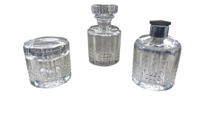 Val Saint-Lambert 3-delige parfumset, Antiek en Kunst, Antiek | Glaswerk en Kristal, Ophalen