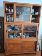 Houten Teak vitrinekast/barkast, Huis en Inrichting, Kasten | Vitrinekasten, Ophalen, Zo goed als nieuw