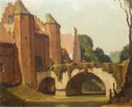 Piet Lippens (1890-1981): Poort met brug (O/D, 62 x 52 cm), Antiek en Kunst, Kunst | Schilderijen | Klassiek, Ophalen of Verzenden