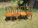 4 oude houten bistrostoelen., Ophalen of Verzenden